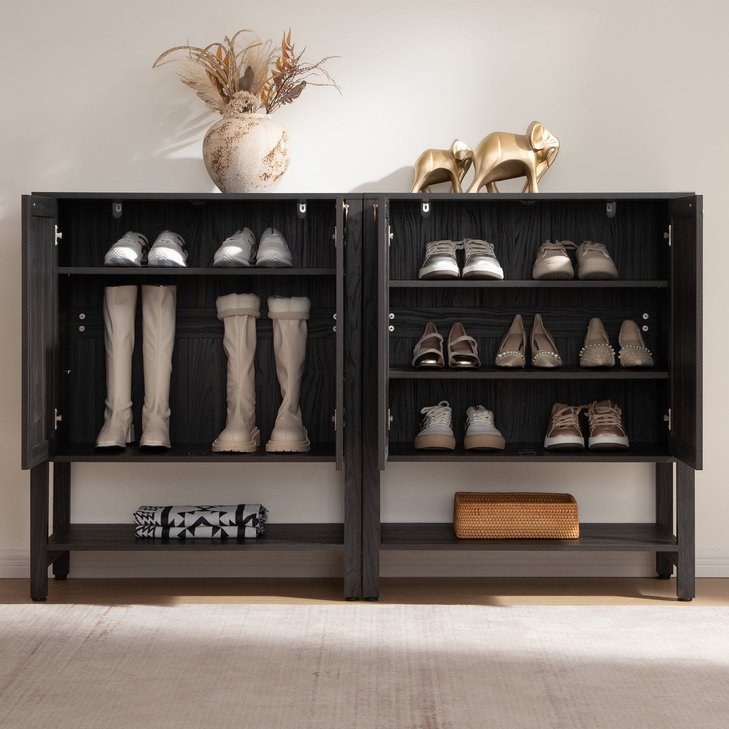 Meuble à chaussures Terra noir, 2 portes