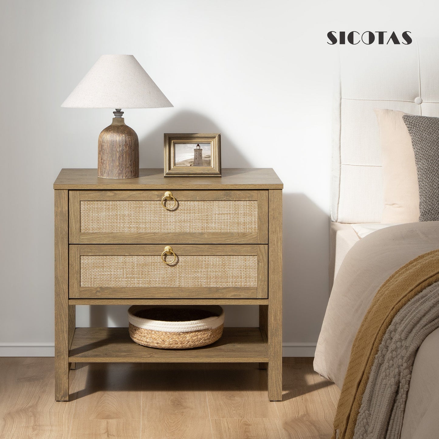 Grande table de chevet Terra, hauteur 25,6 pouces