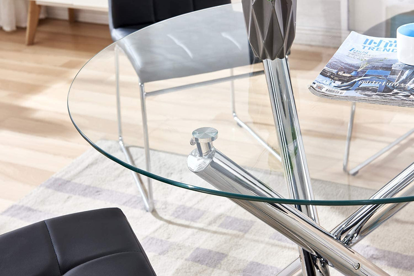 Table à manger avec plateau en verre