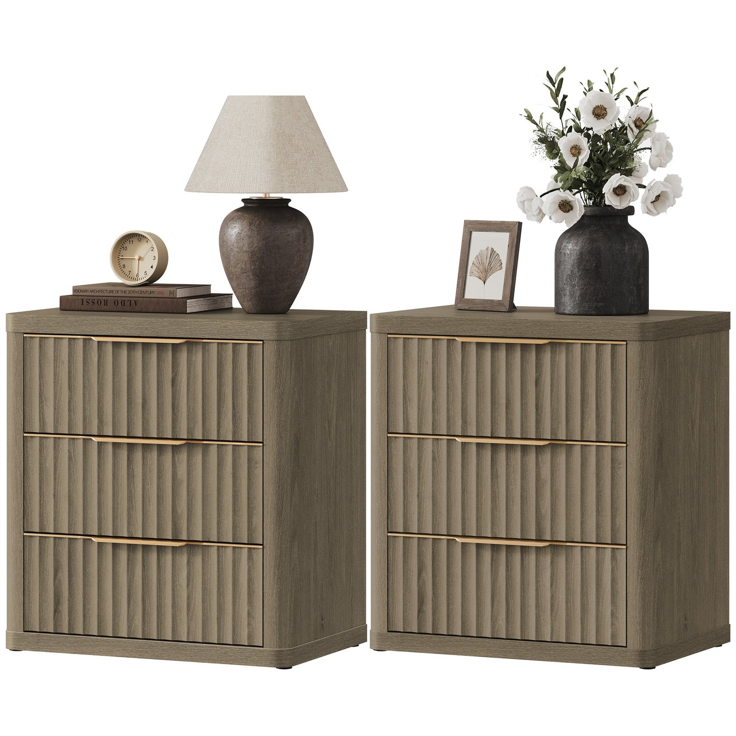Commode Cas 3 tiroirs, poignée dorée