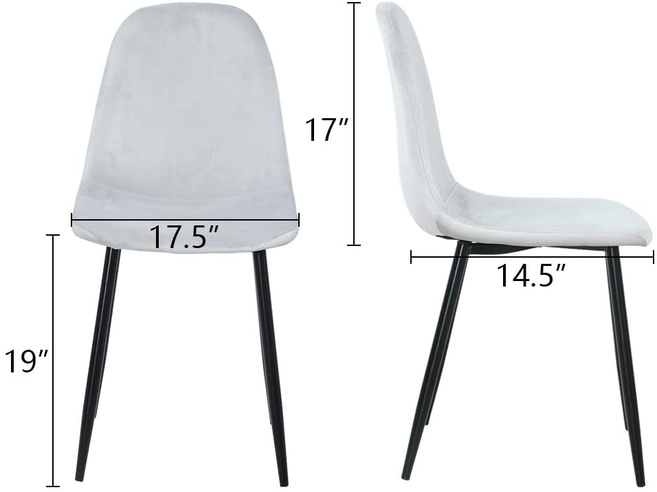 Chaises de salle à manger en velours gris clair, 4 pièces