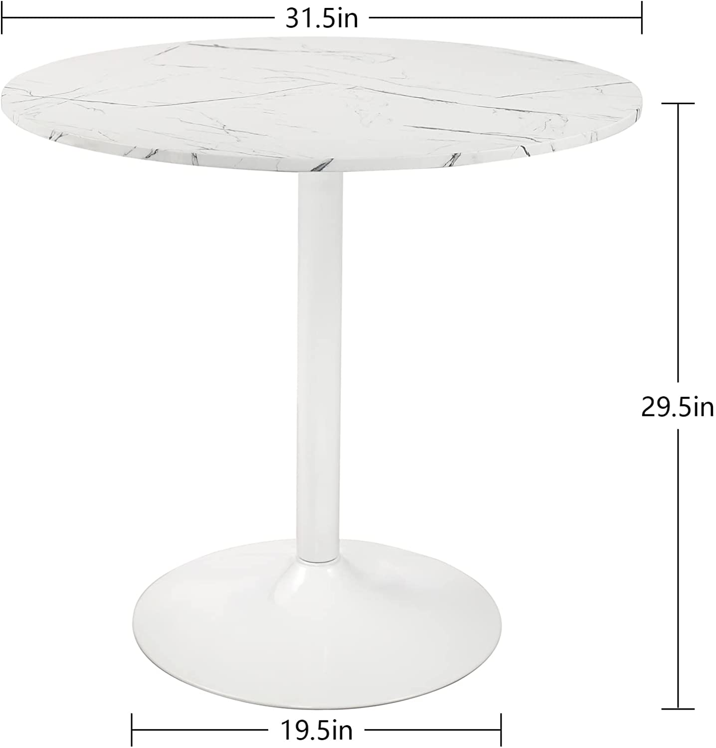 Table à manger ronde blanche avec pied piédestal