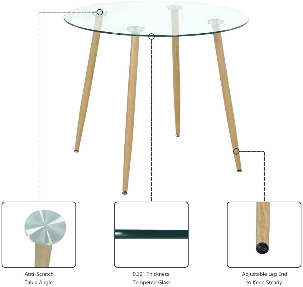 Ensemble de salle à manger 5 pièces - Table de cuisine avec 4 chaises gris clair