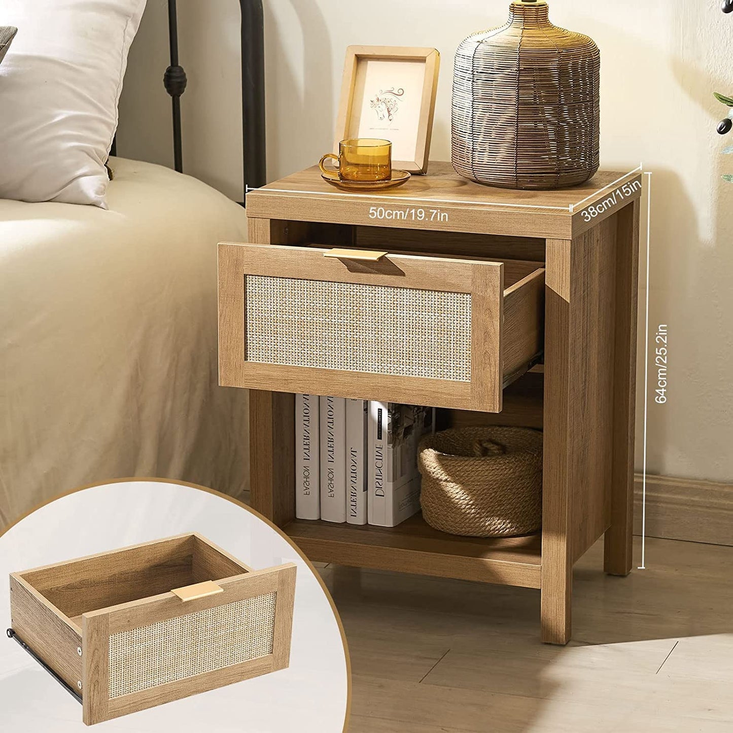 Ensemble table de chevet et commode Savanna
