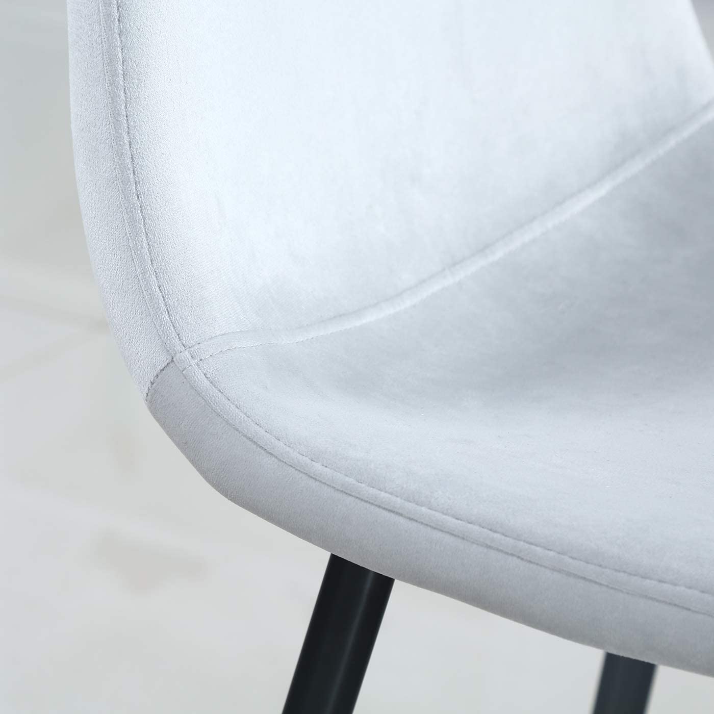 Chaises de salle à manger en velours gris clair, 4 pièces