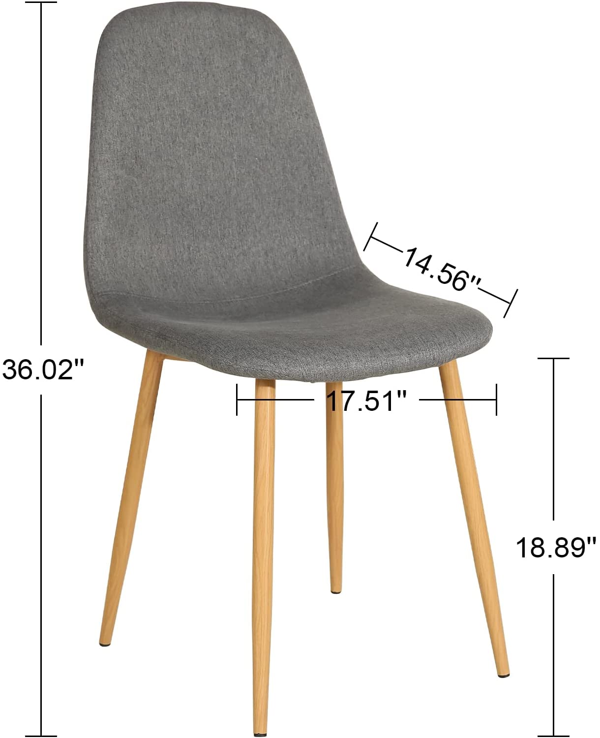 Lot de 4 chaises de salle à manger avec pieds en bois gris foncé