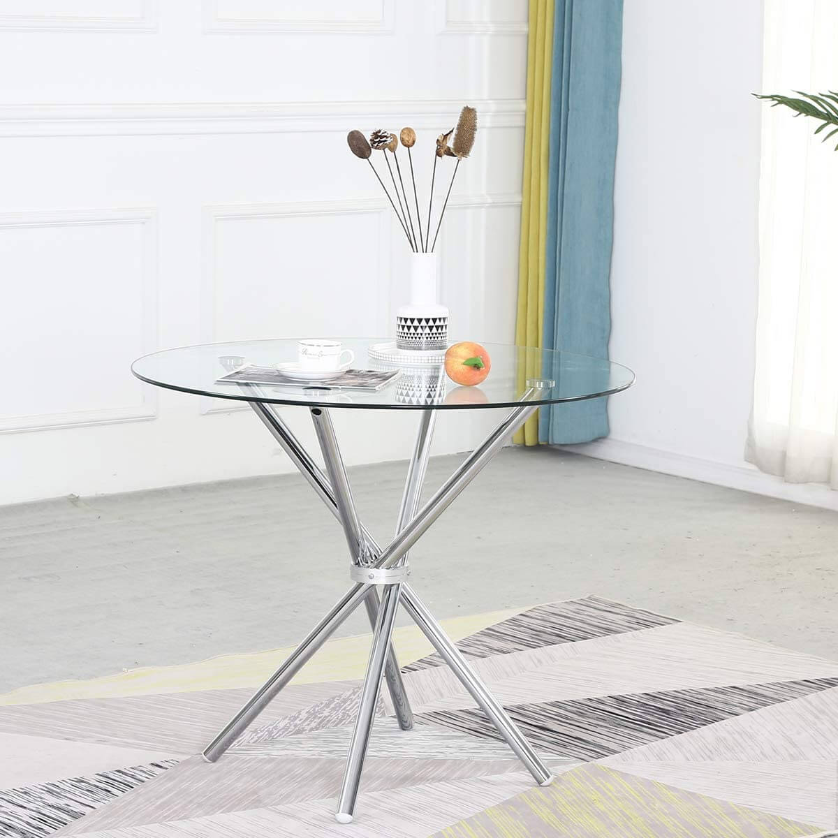 Ensemble de table à manger 5 pièces : table ronde avec 4 chaises de bureau