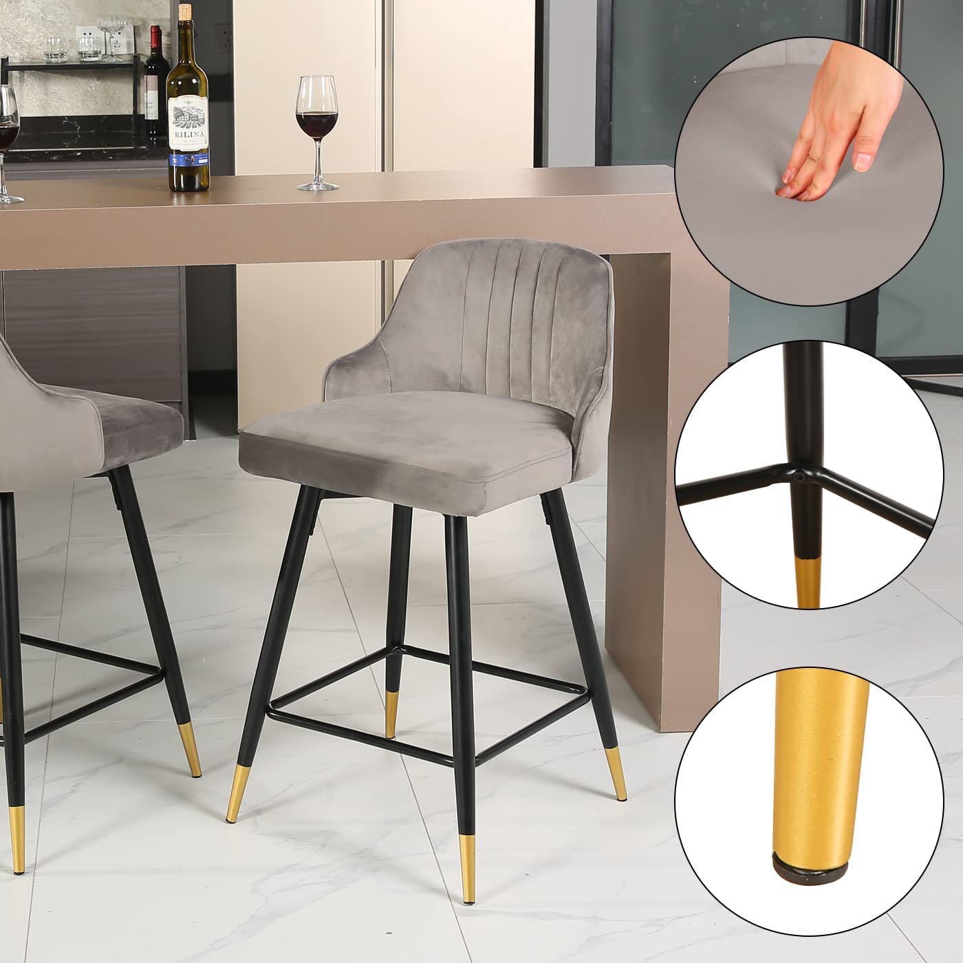 Ensemble de 2 tabourets de bar pivotants