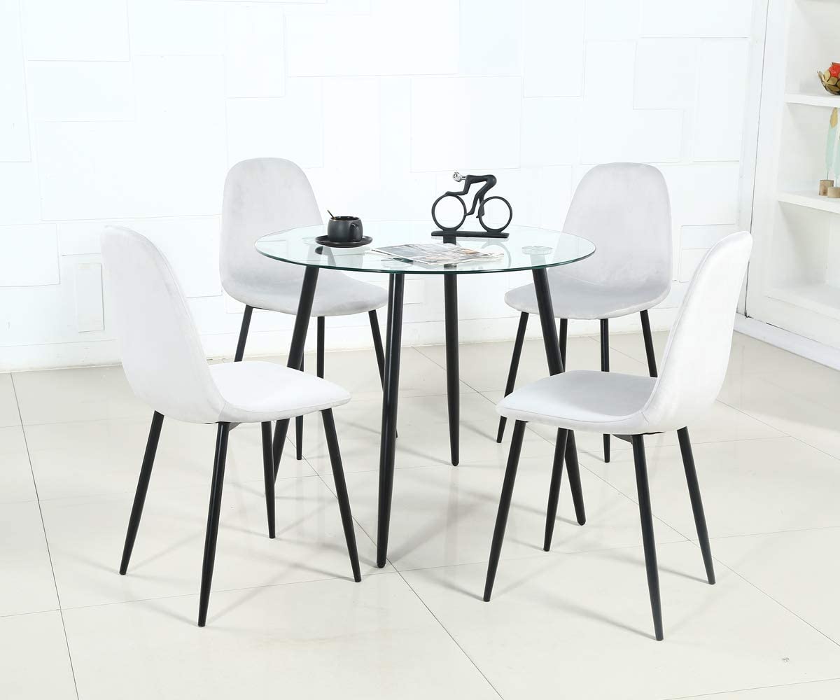 Table à manger ronde avec plateau en verre de 35 po