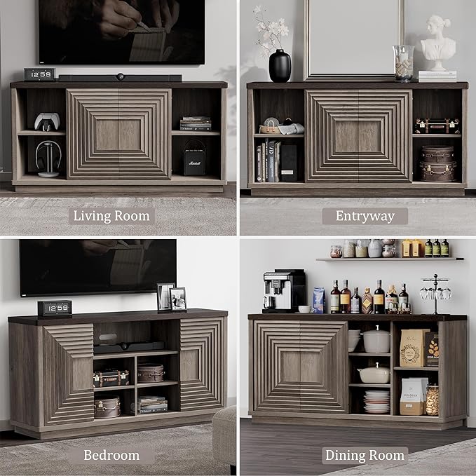 Meuble TV Stria 58,2 pouces, porte coulissante