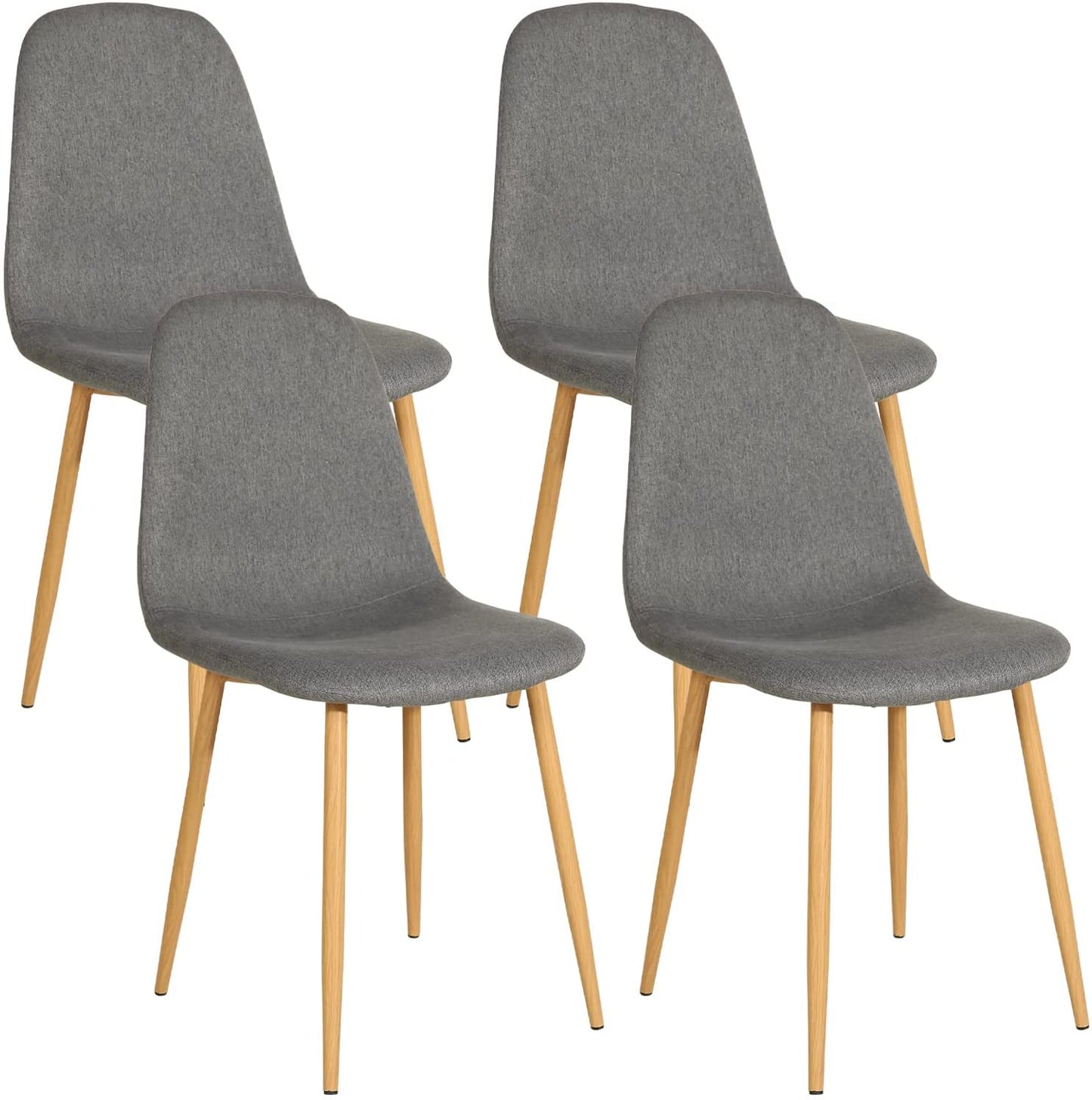 Lot de 4 chaises de salle à manger avec pieds en bois gris foncé