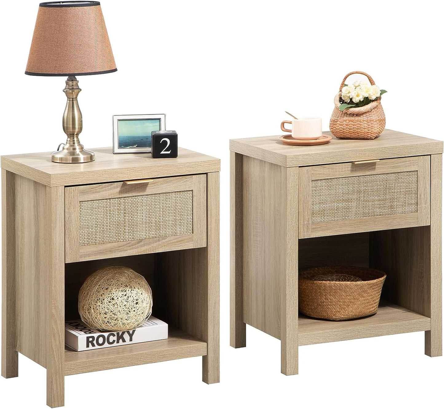Table de chevet en rotin de style bohème