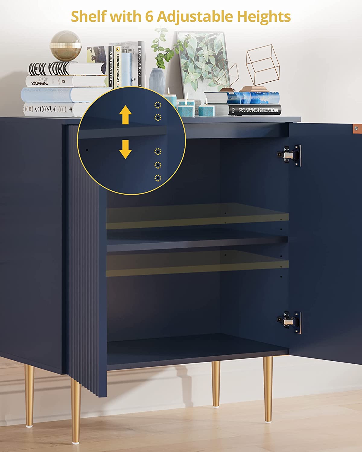 Crédence Opus bleue avec poignée dorée