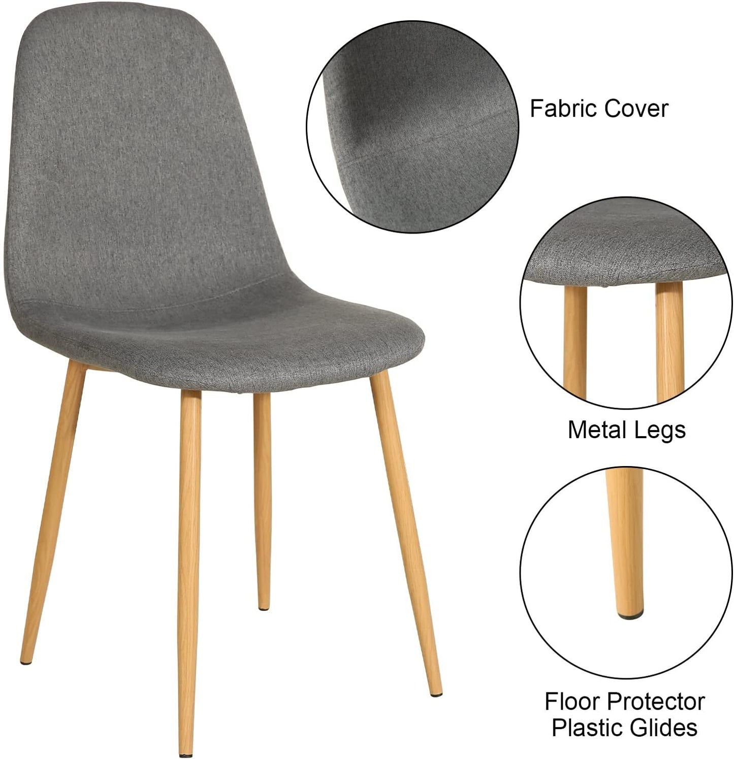 Lot de 4 chaises de salle à manger avec pieds en bois gris foncé