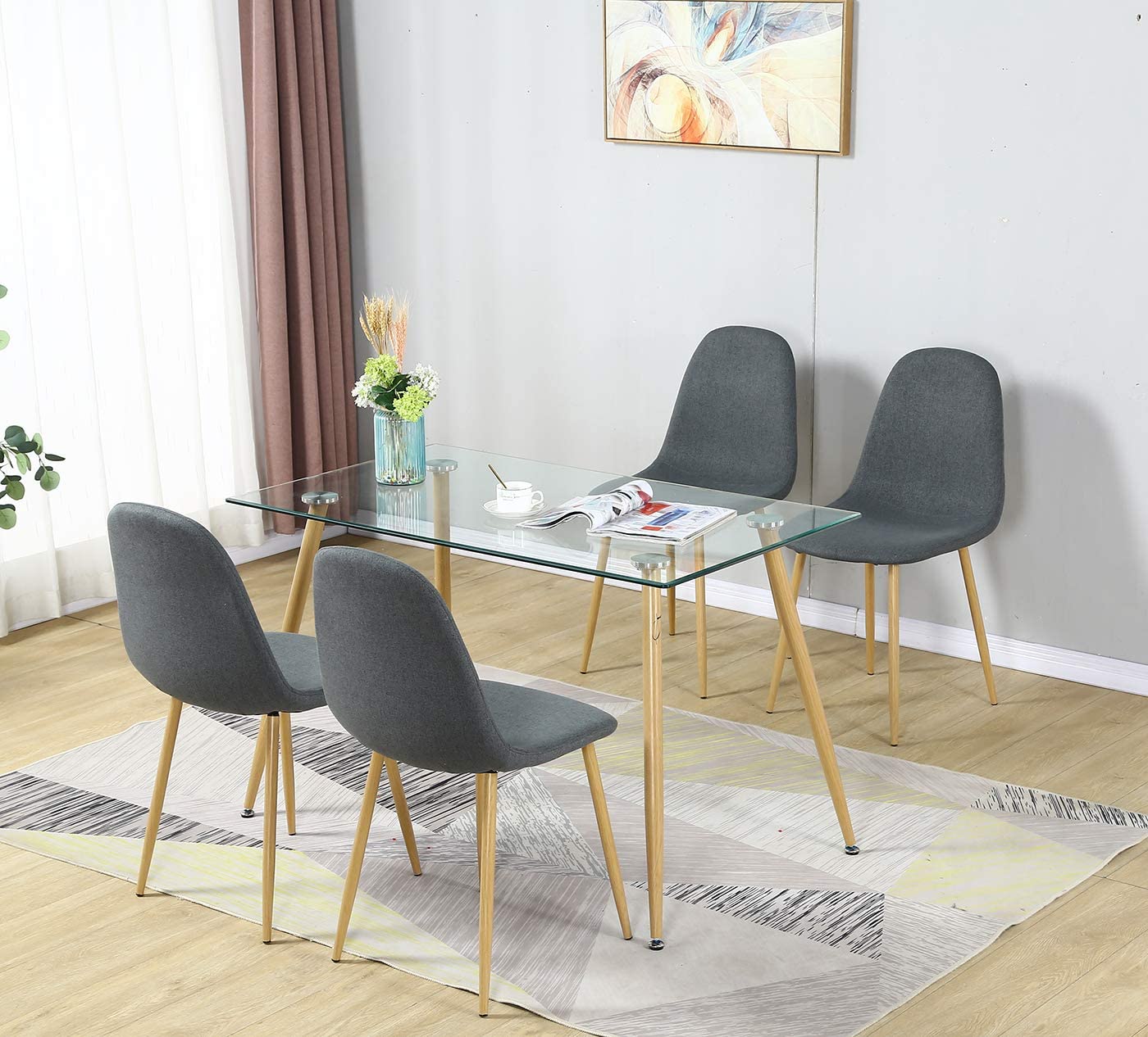 Ensemble de table à manger 5 pièces : table de cuisine et 4 chaises de maison