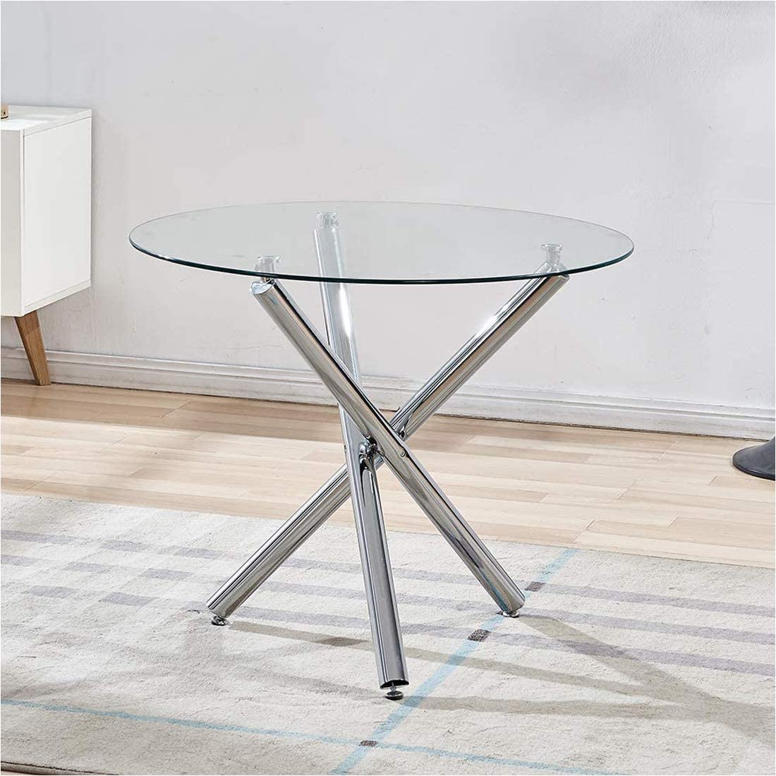 Ensembles de tables à manger 3/5 - Table ronde en verre avec 2/4 chaises
