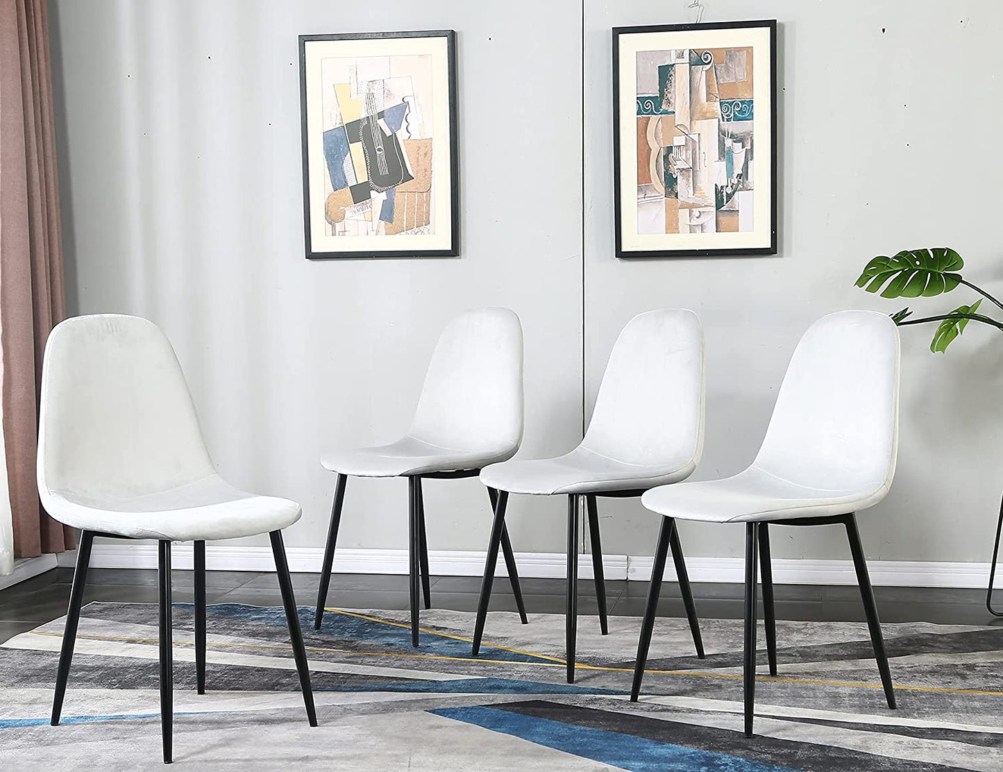 Chaises de salle à manger en velours gris clair, 4 pièces