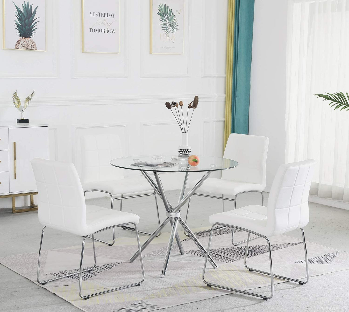 Ensemble de 5 tables à manger rondes et 2/4 chaises de cuisine