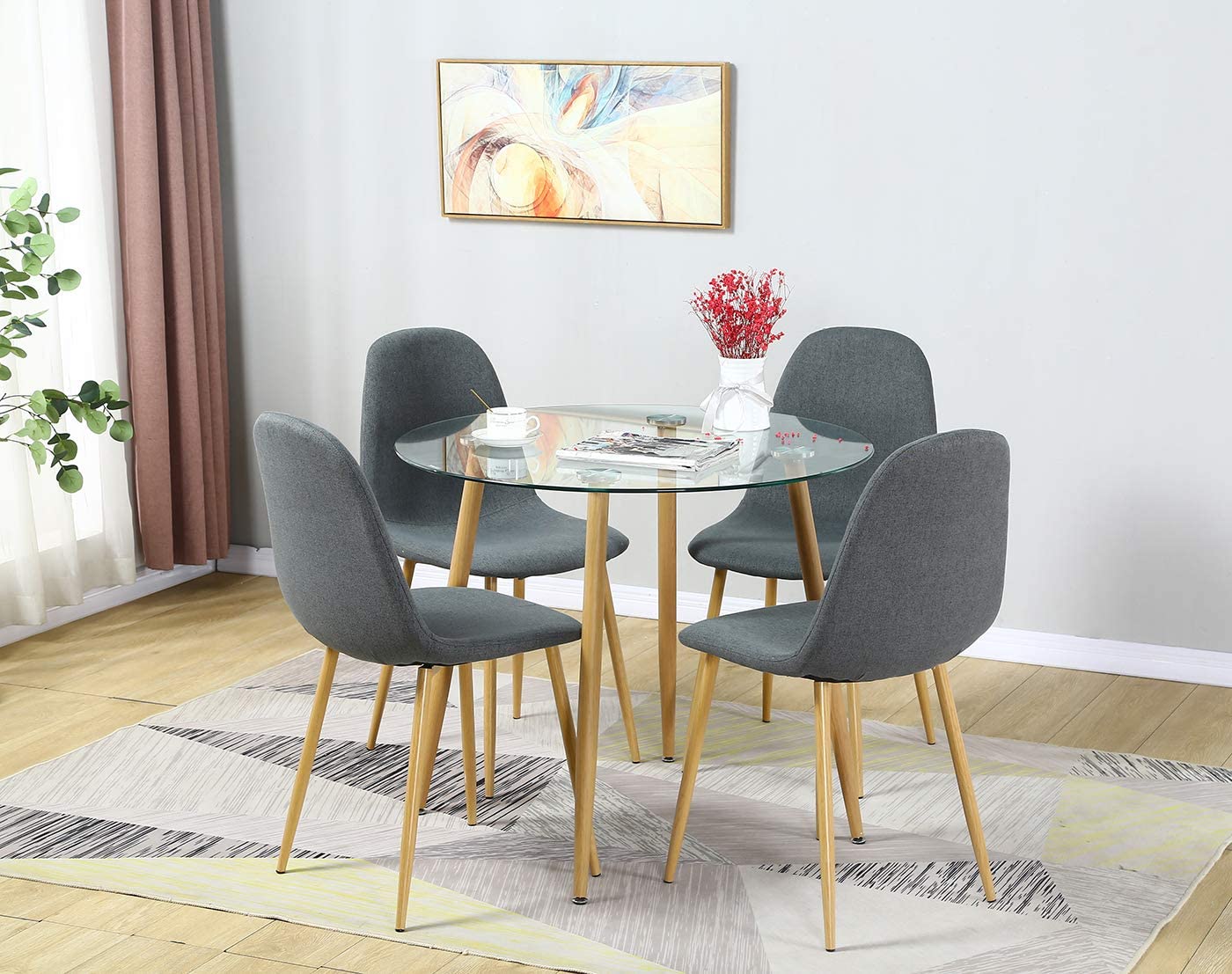 Ensemble de 5 tables à manger : table de cuisine et 4 chaises de maison