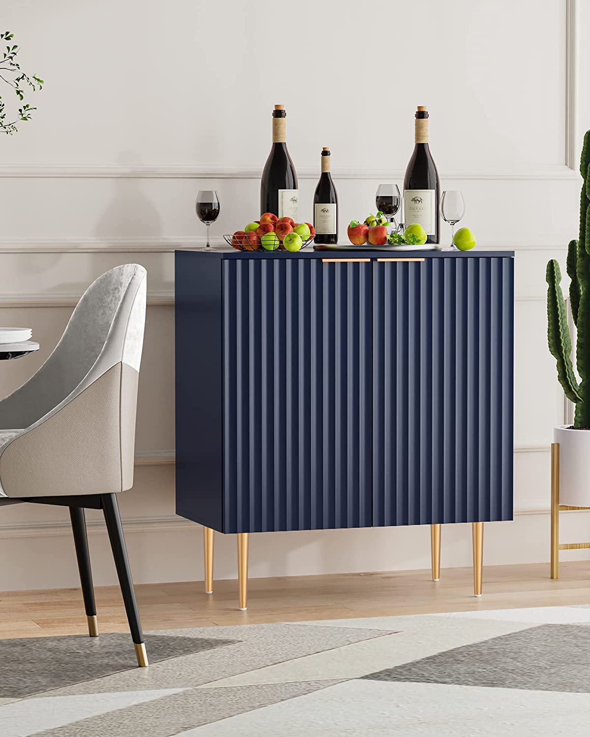 Crédence Opus bleue avec poignée dorée
