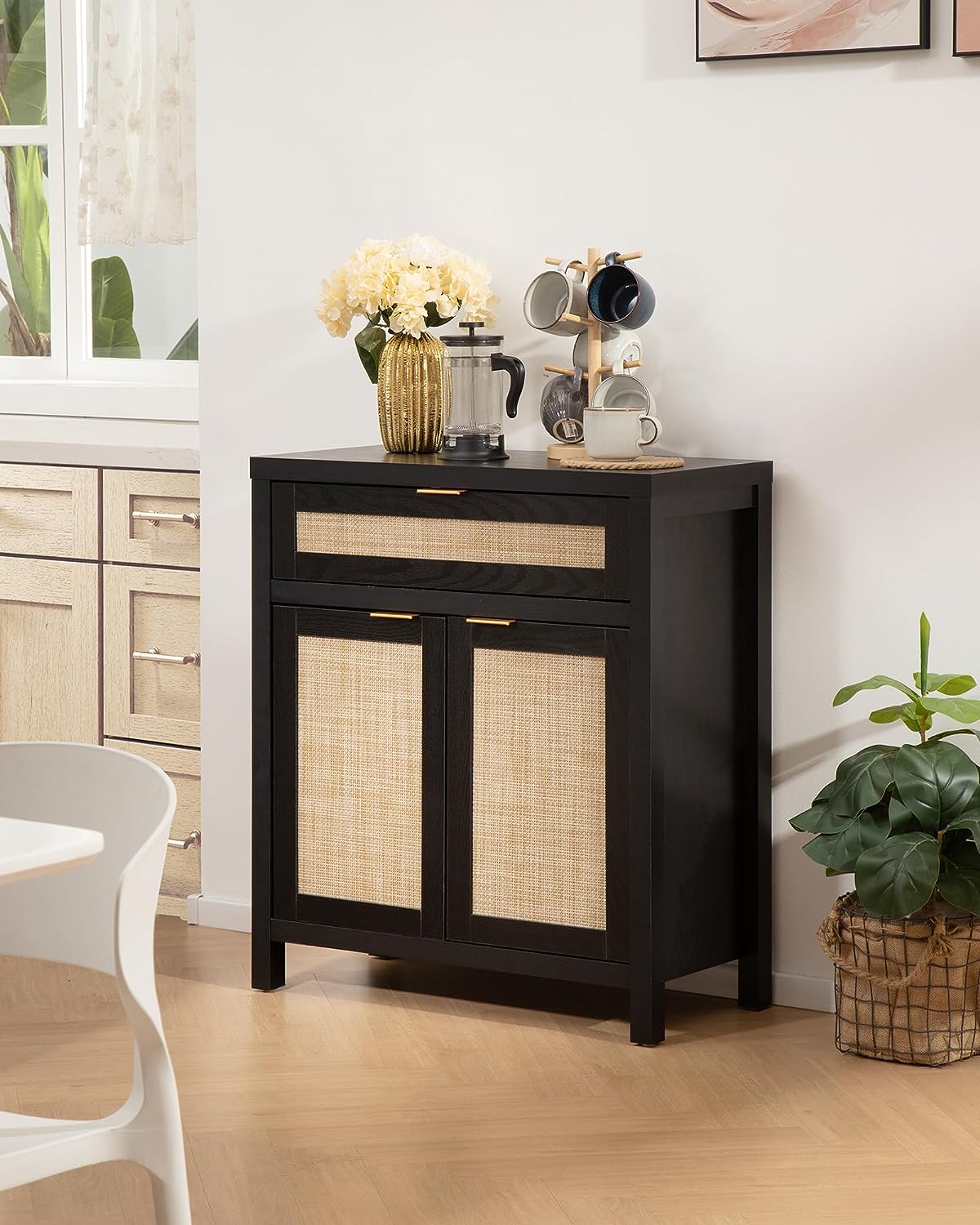 Buffet Savanna noir avec tiroirs