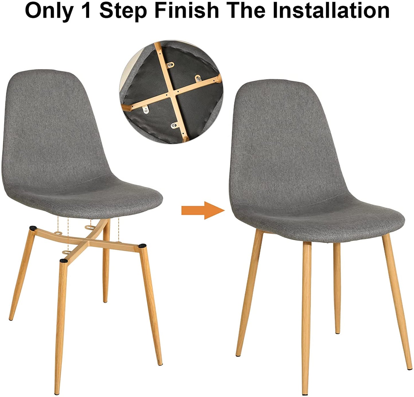 Lot de 4 chaises de salle à manger avec pieds en bois gris foncé