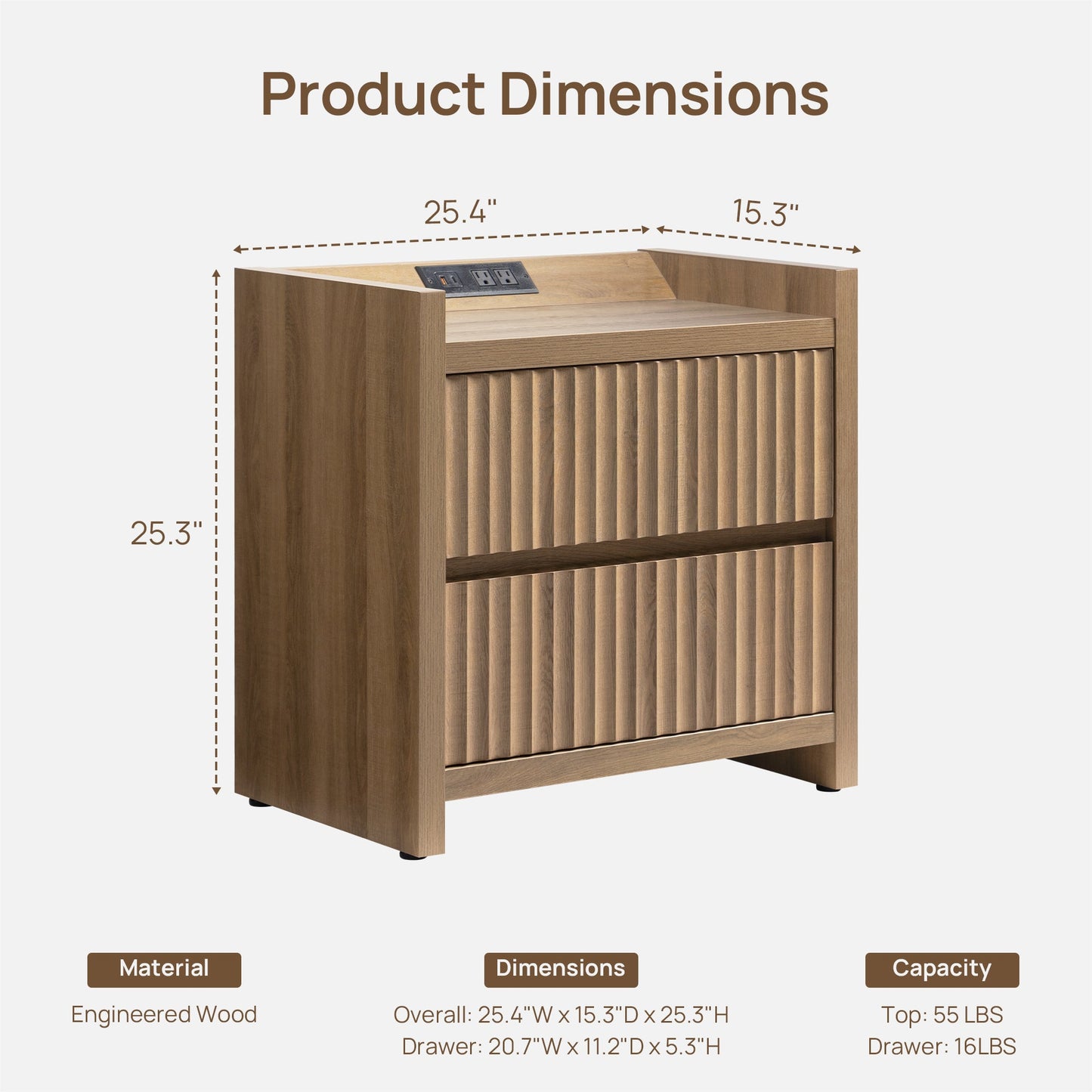 Tables d'appoint Prelude, 2 tiroirs