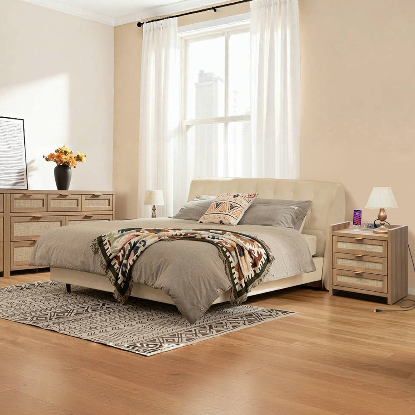 Ensemble commode et table de chevet Savanna à 7 tiroirs