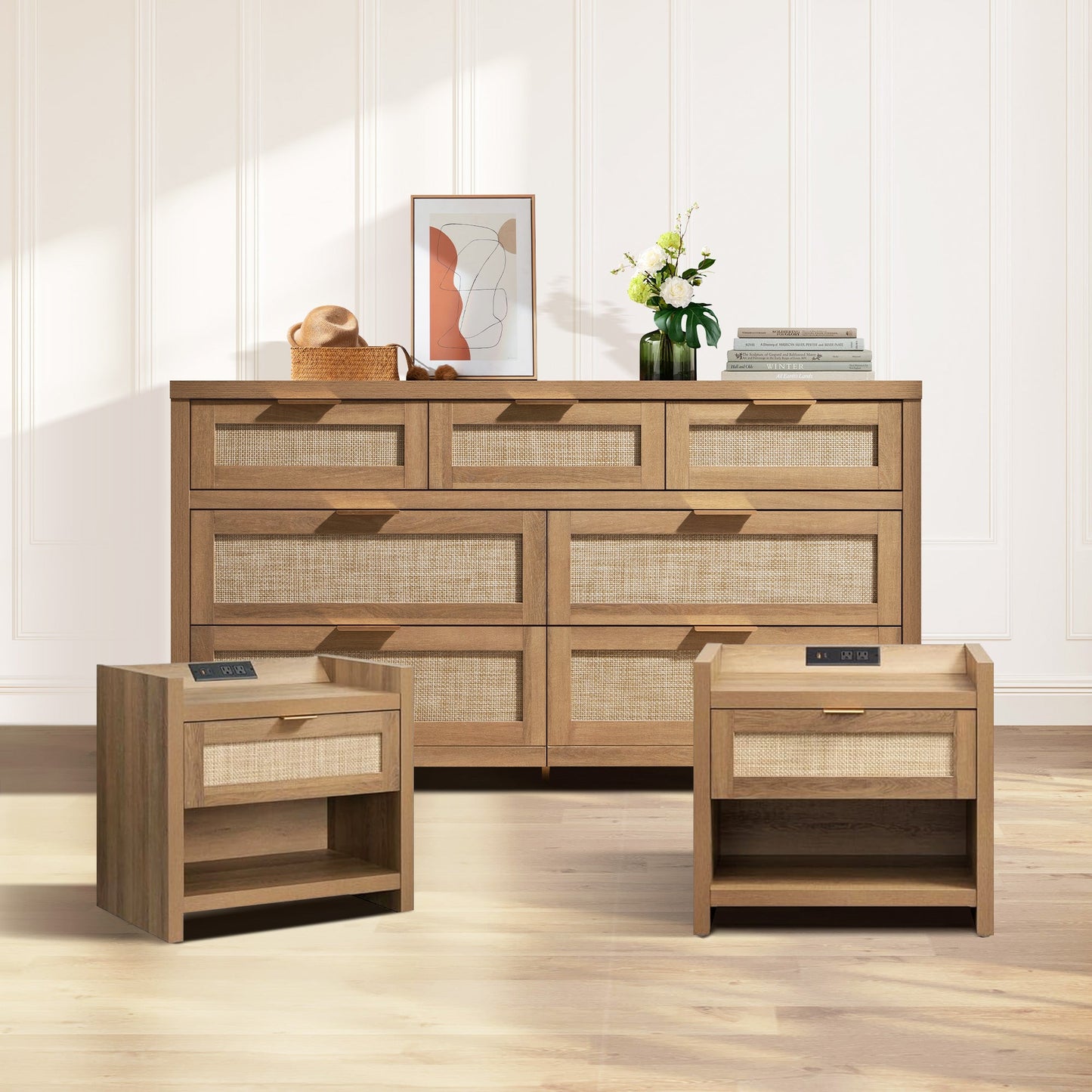 Table de chevet Savanna avec chargeur et commode