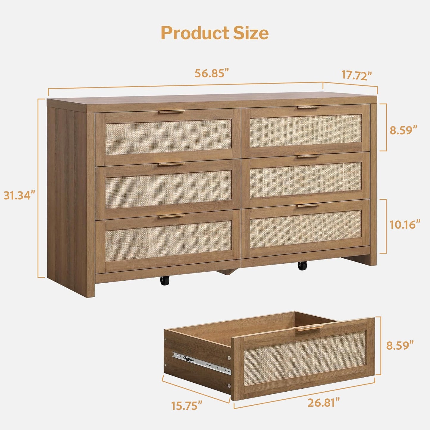 Ensemble commode 6 tiroirs, armoire et table de chevet 2 tiroirs Savanna
