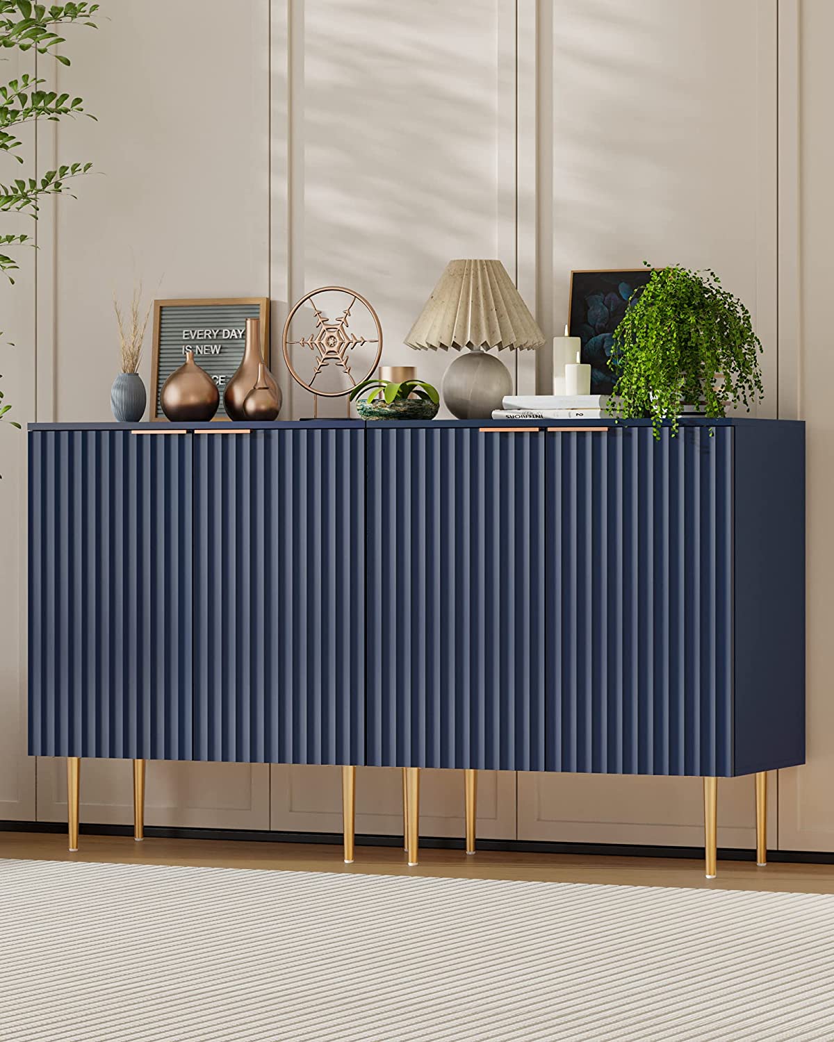 Crédence Opus bleue avec poignée dorée