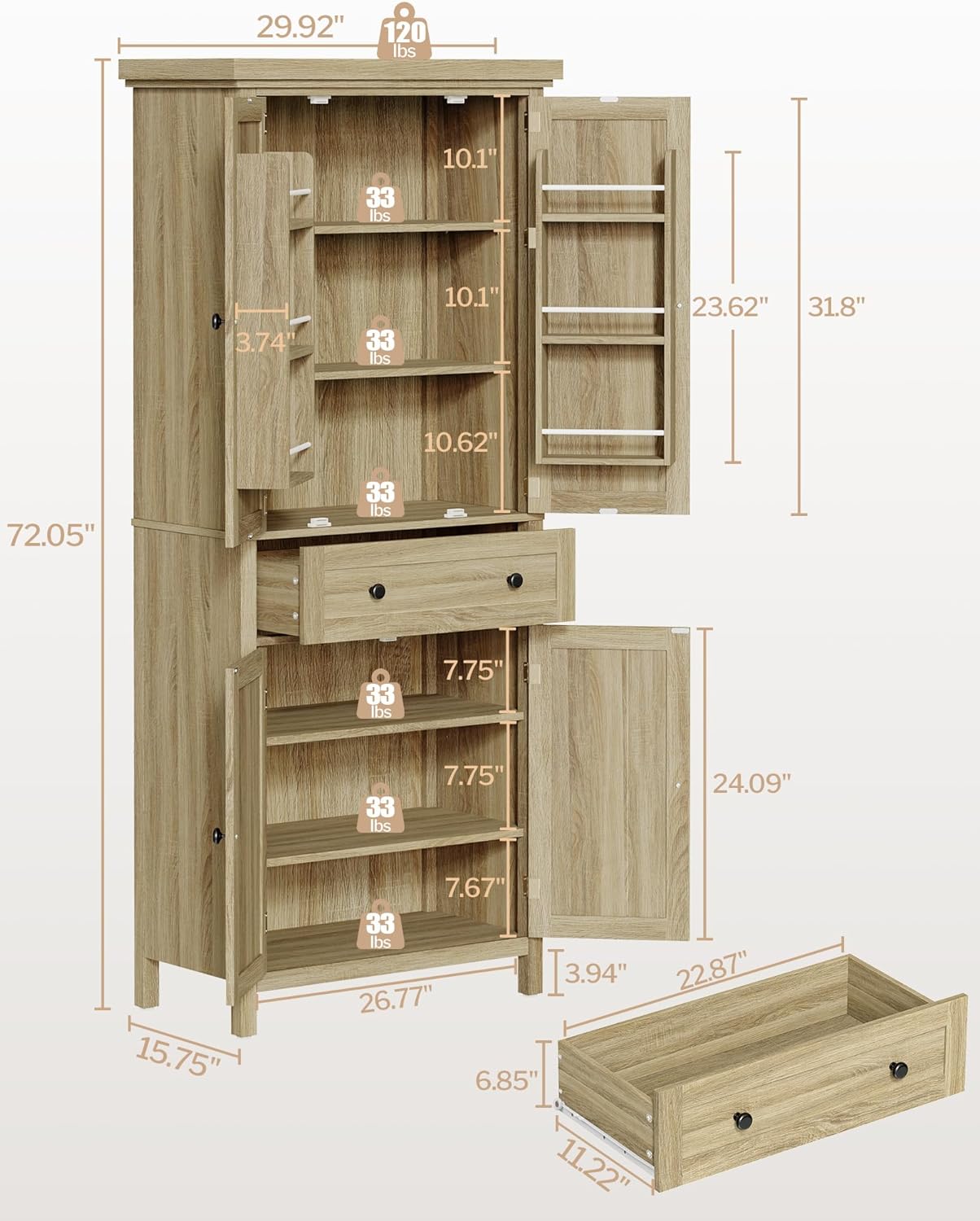 Garde-manger de 72 po de haut