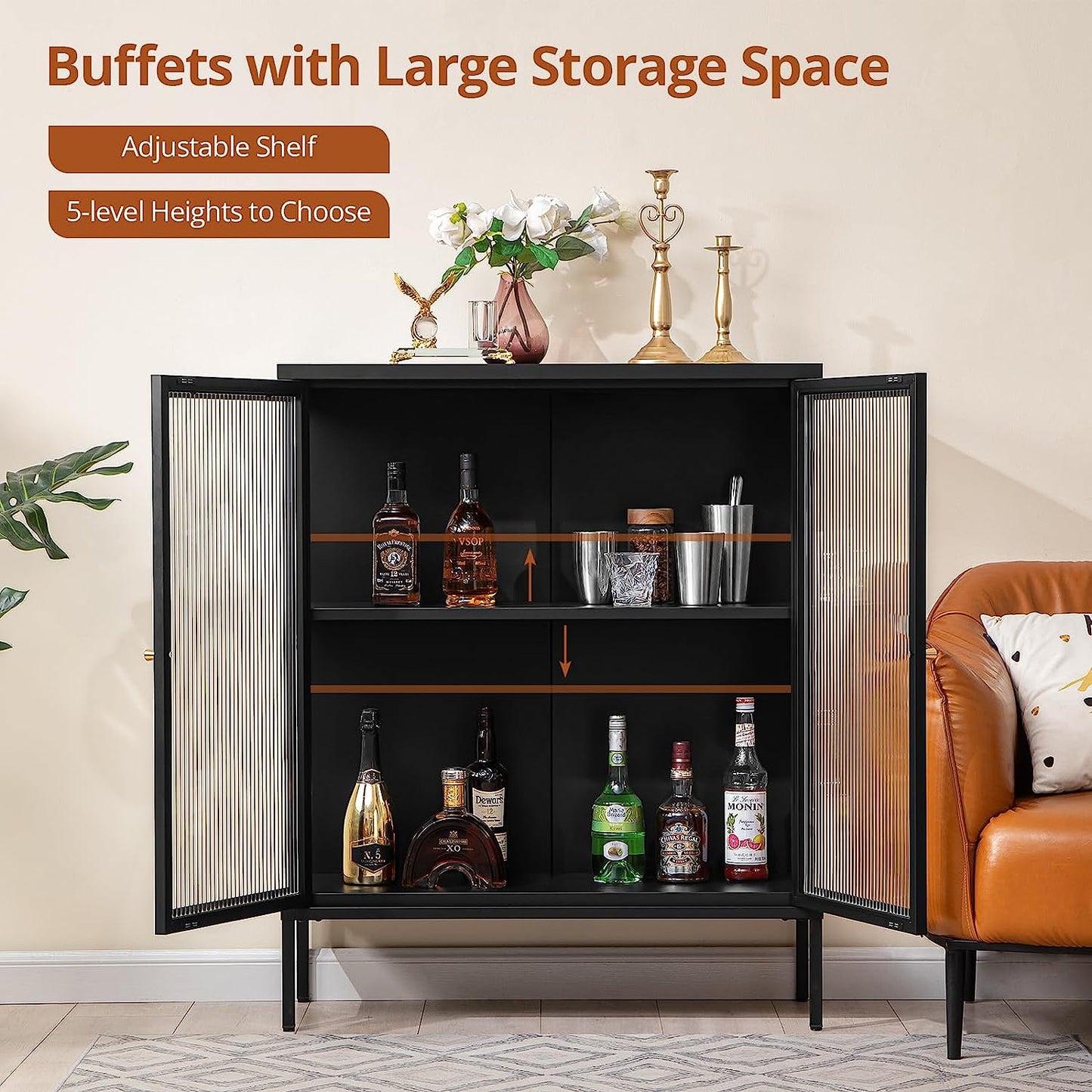 Buffet de rangement avec porte en verre mat