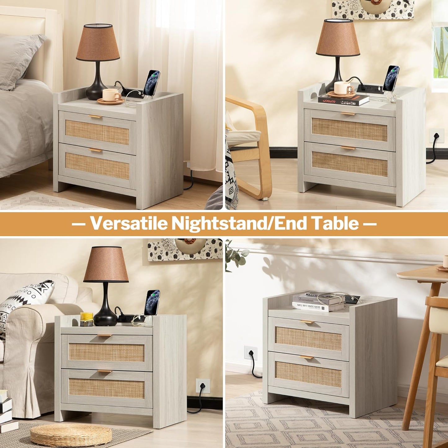 Table de chevet Savanna avec chargeur