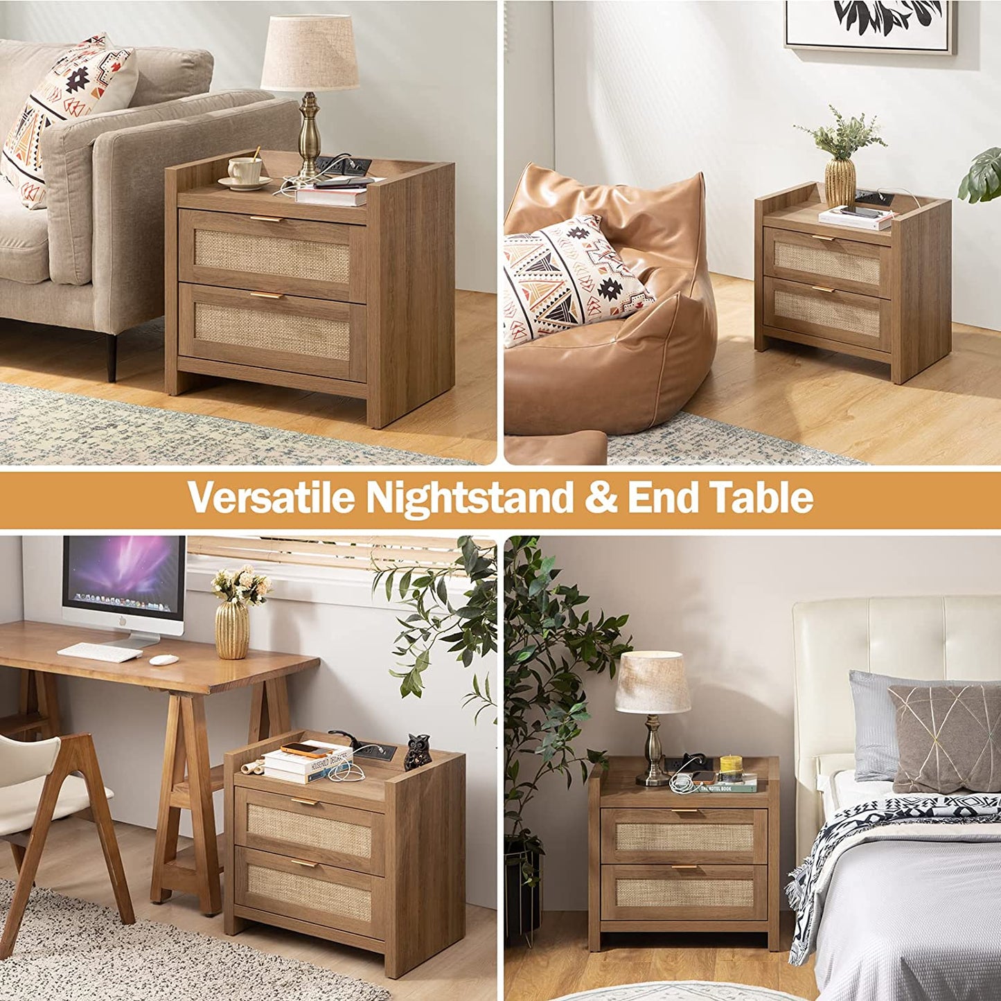 Table de chevet Savanna avec chargeur