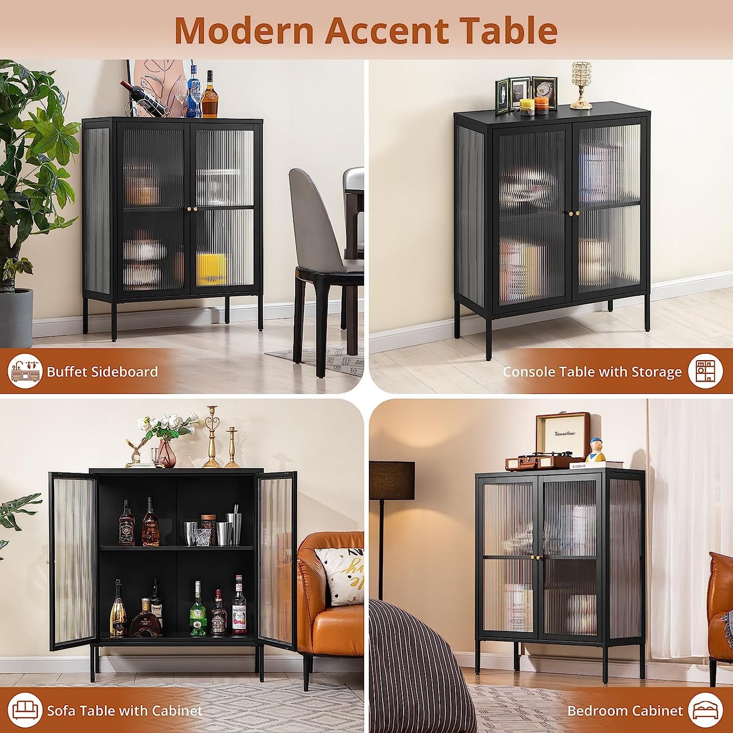 Buffet de rangement avec porte en verre mat