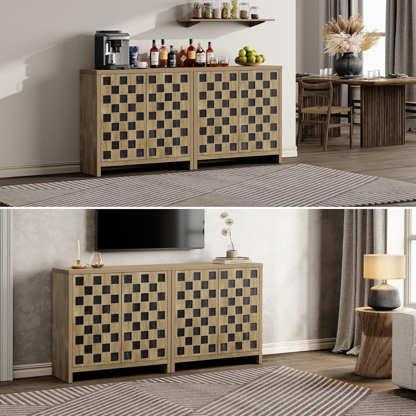 Buffet à carreaux avec portes