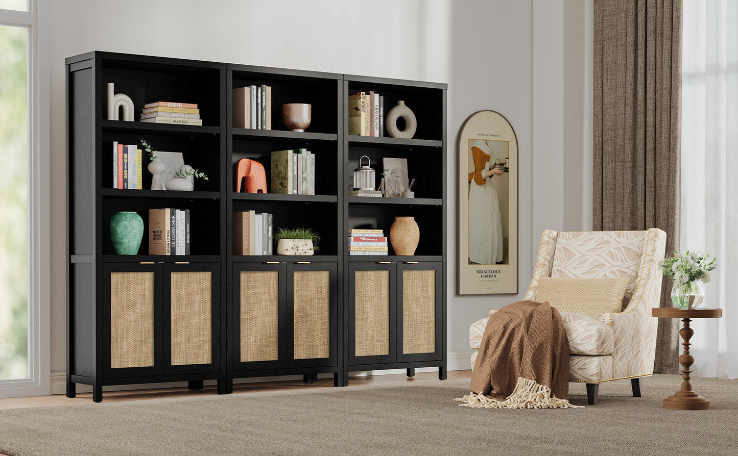 Bibliothèque noire haute Savanna de 70,9 po