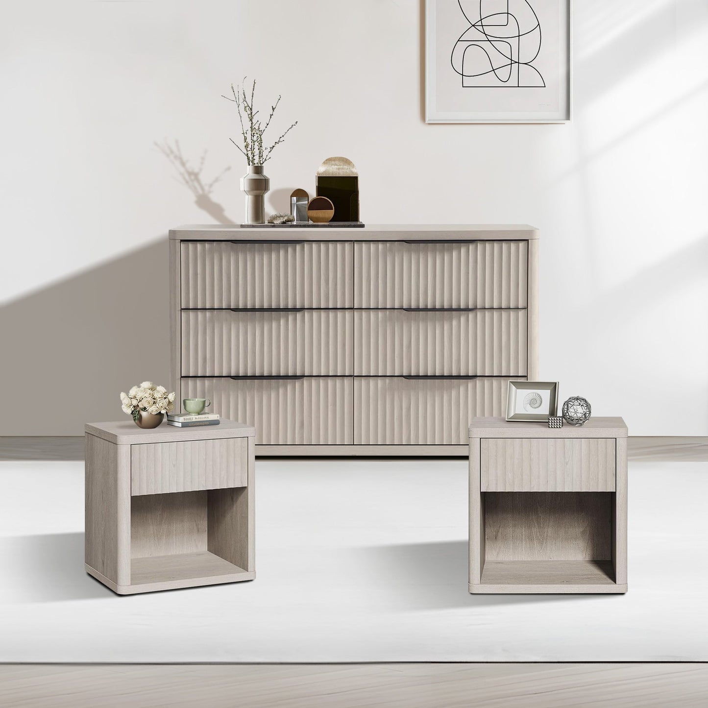 Ensemble commode et table de chevet Cas