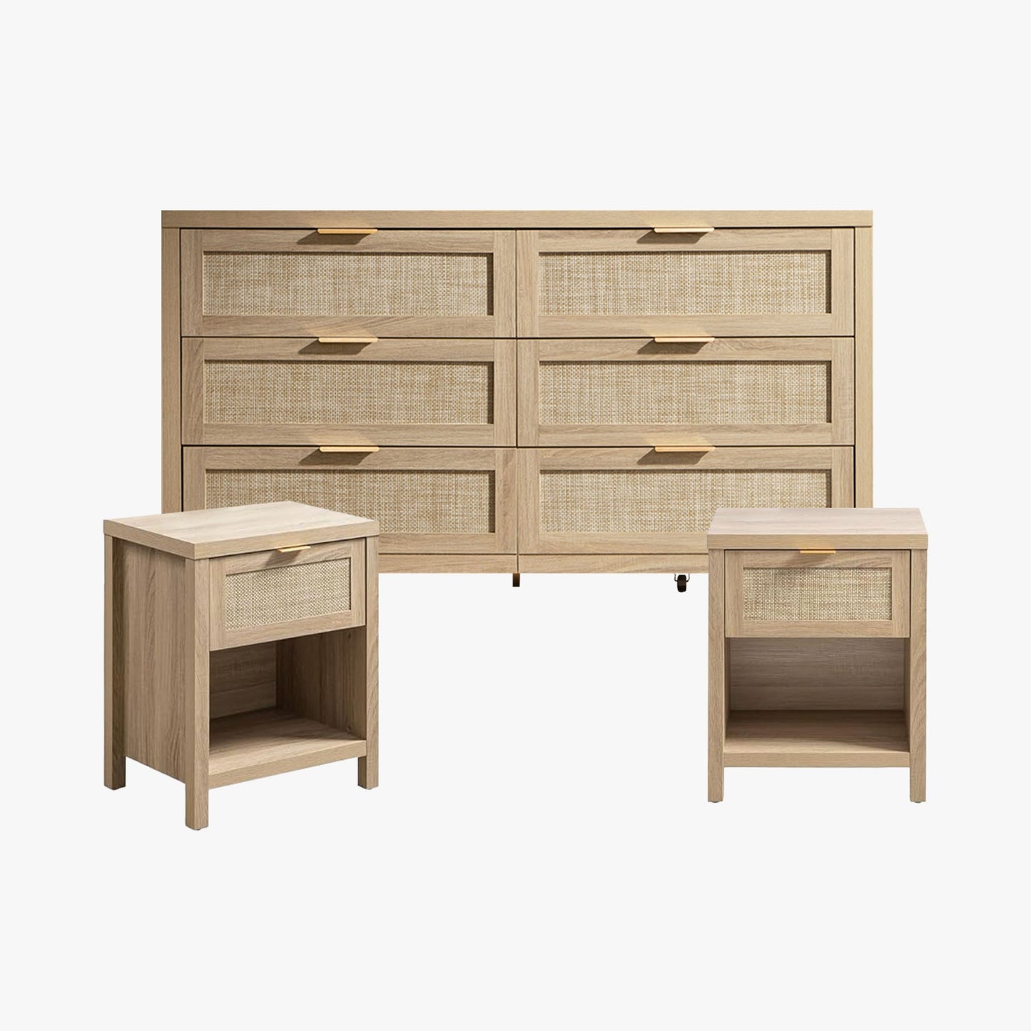 Ensemble table de chevet et commode à 6 tiroirs Savanna