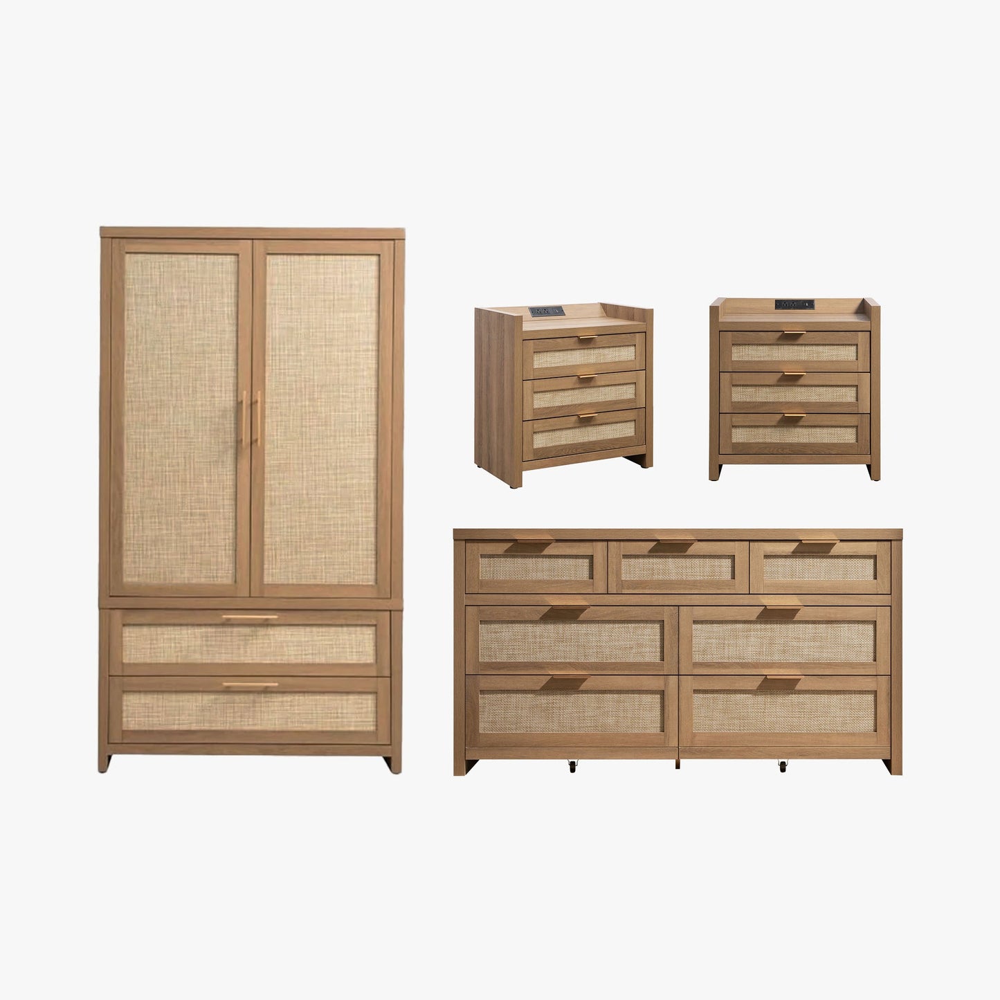 Ensemble de chambre à coucher Savanna avec commode, table de chevet et armoire