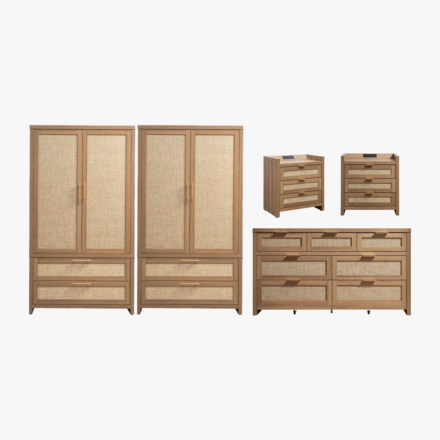 Ensemble de chambre à coucher Savanna avec commode, table de chevet et armoire