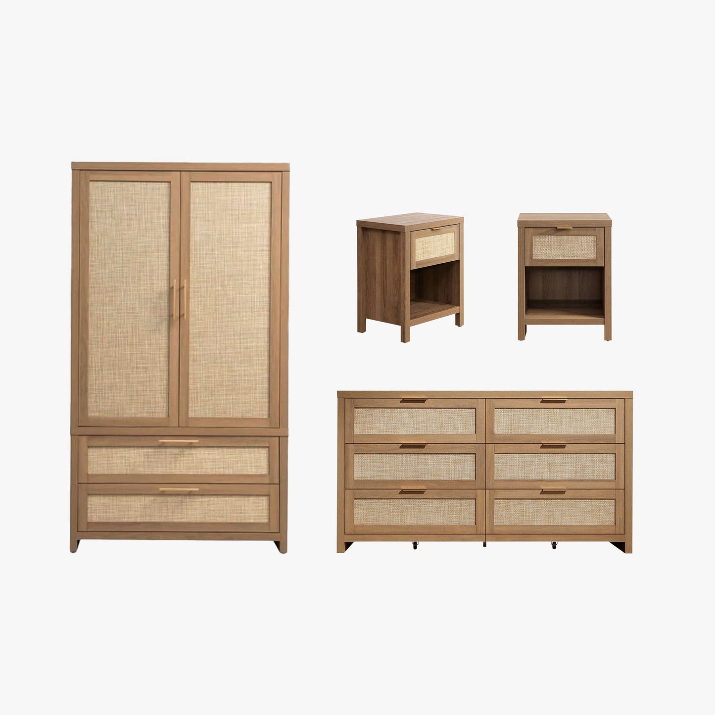 Ensemble commode, armoire et table de chevet Savanna à 6 tiroirs