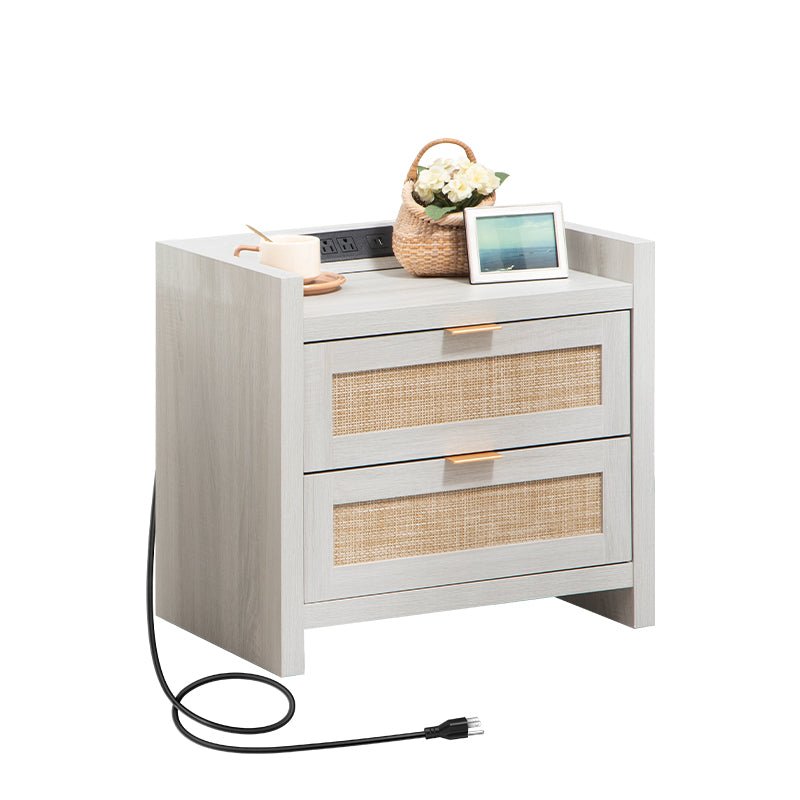 Table de chevet blanche Savanna avec tiroirs