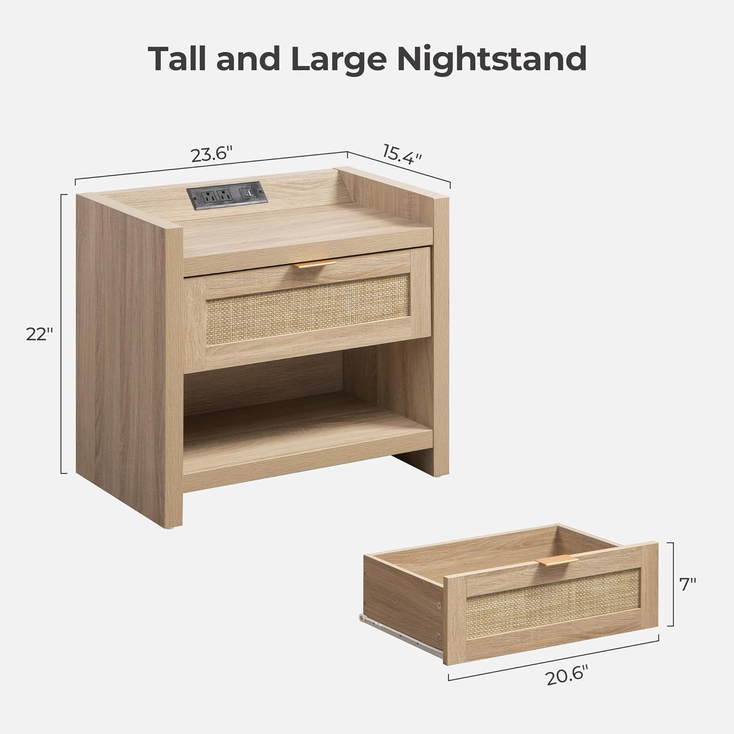 Table de chevet Savanna avec chargeur et commode