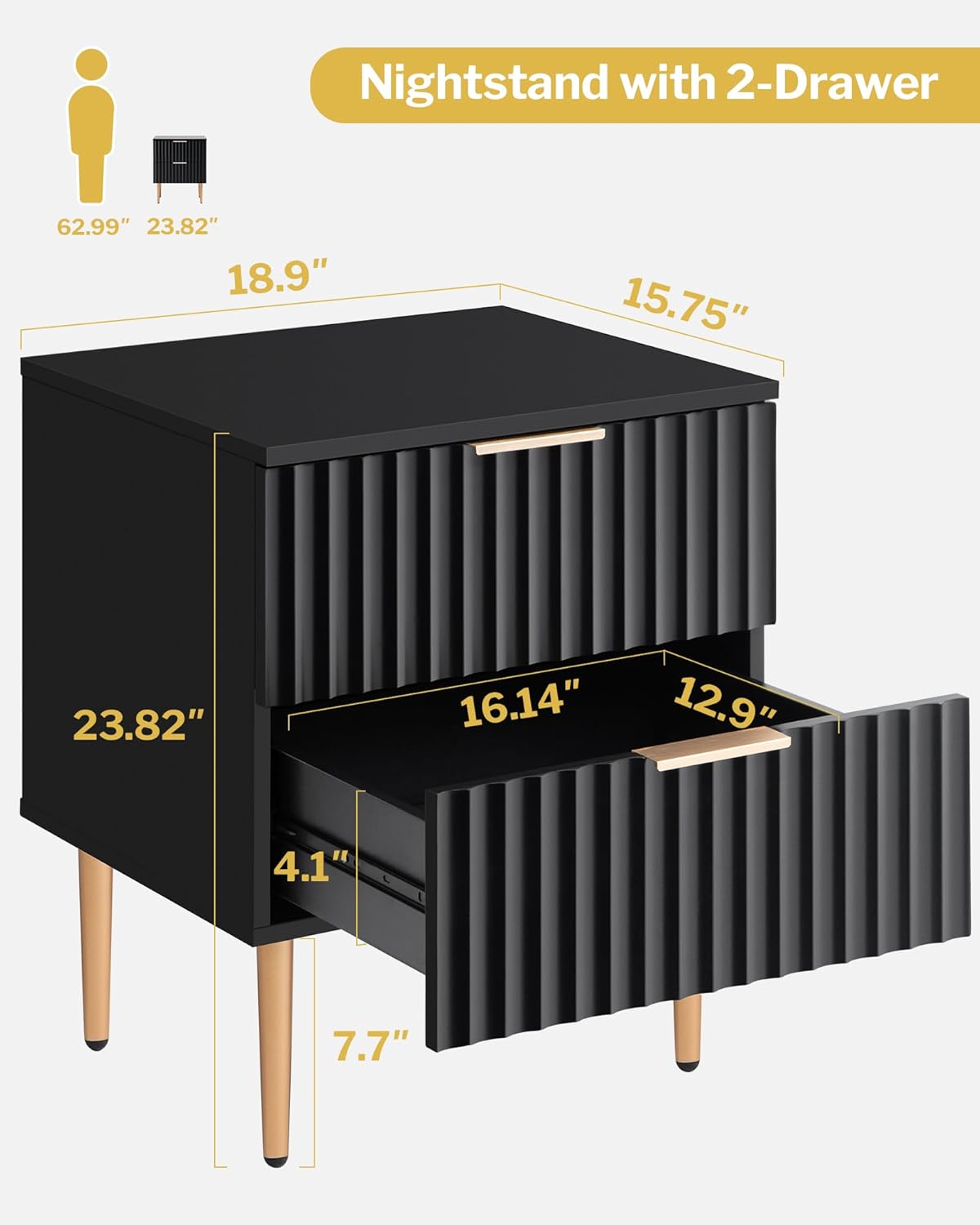 Table de chevet noire Opus