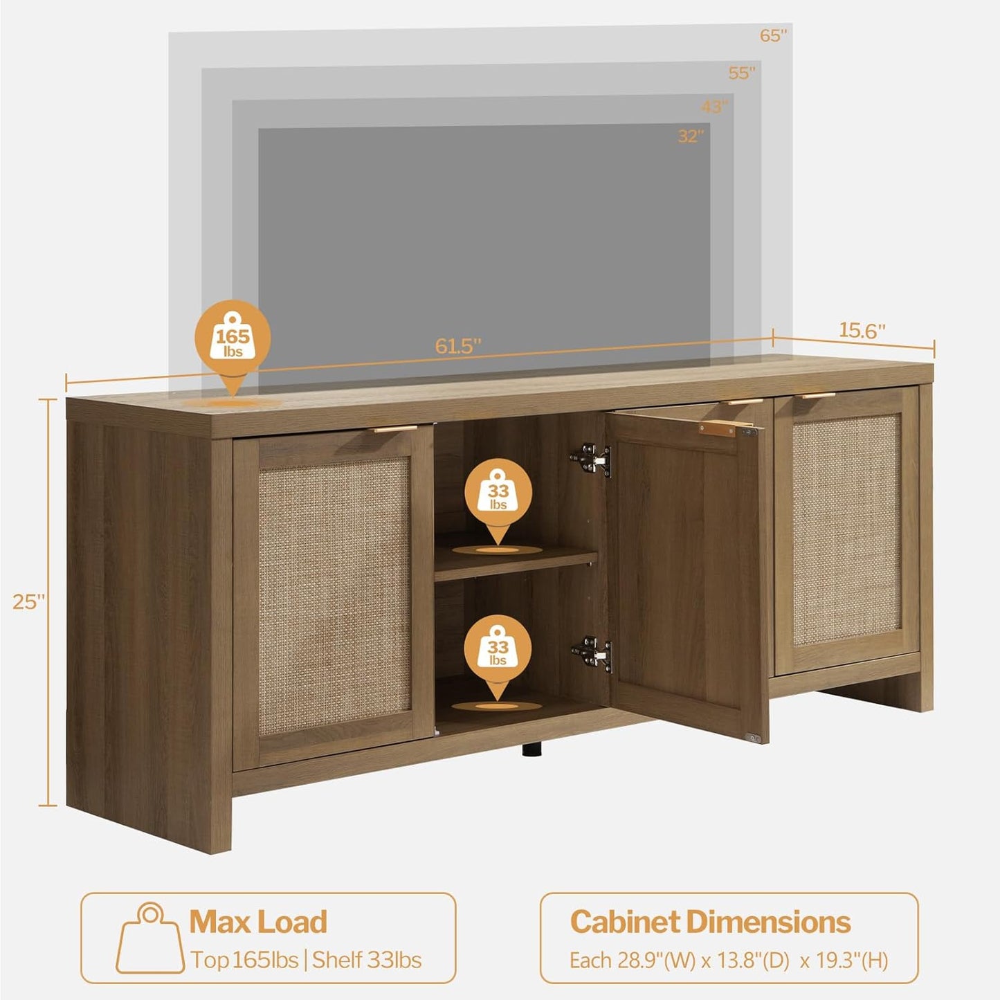 Meuble TV Savanna pour téléviseur 65 pouces