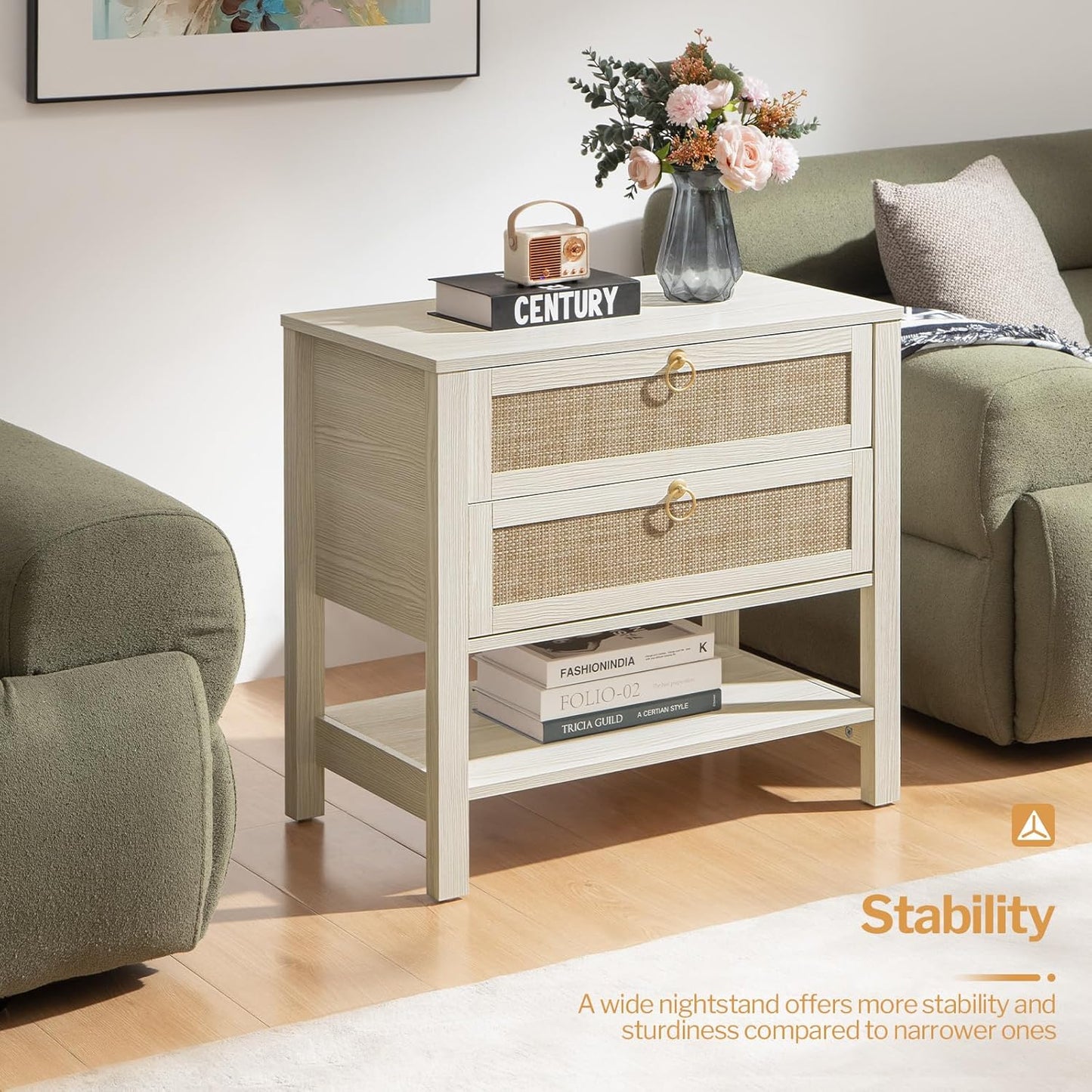 Grande table de chevet Terra, hauteur 25,6 pouces