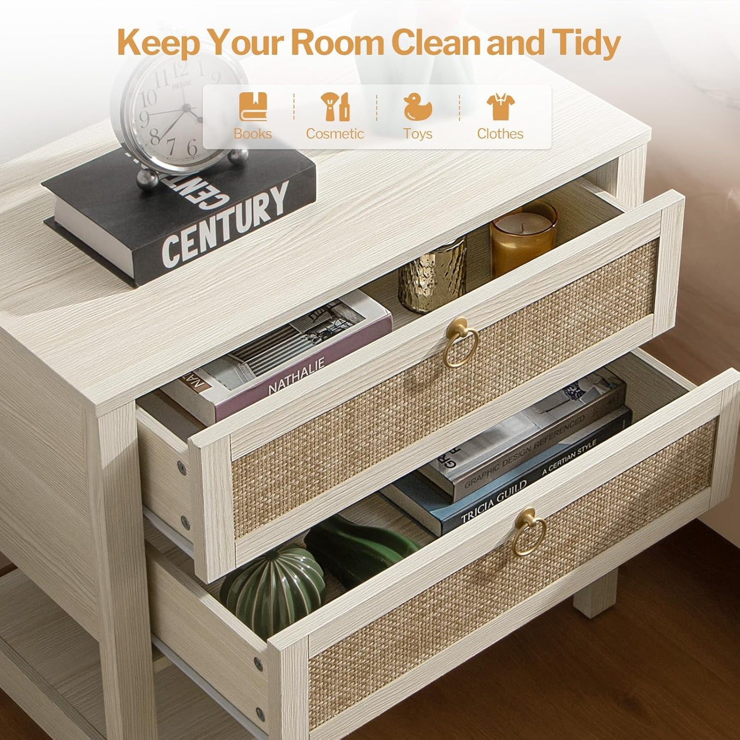 Grande table de chevet Terra, hauteur 25,6 pouces