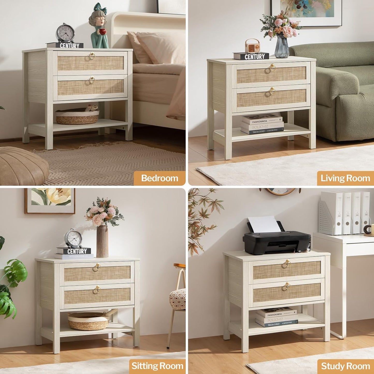 Grande table de chevet Terra, hauteur 25,6 pouces